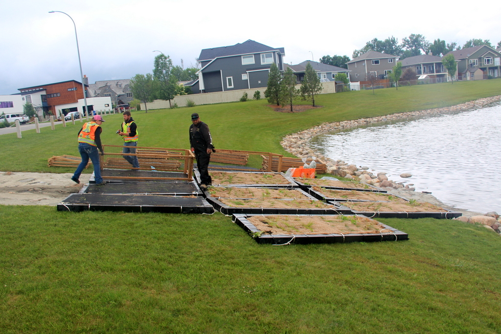 GP Restoration Solutions Floating Island Installation in Storm Ponds